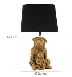 Lampada da tavolo in resina dorata a forma di coppia di cani