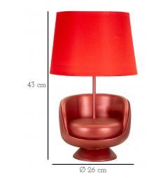 Lampada da tavolo in resina rossa a forma di poltrona ispirata agli anni '70