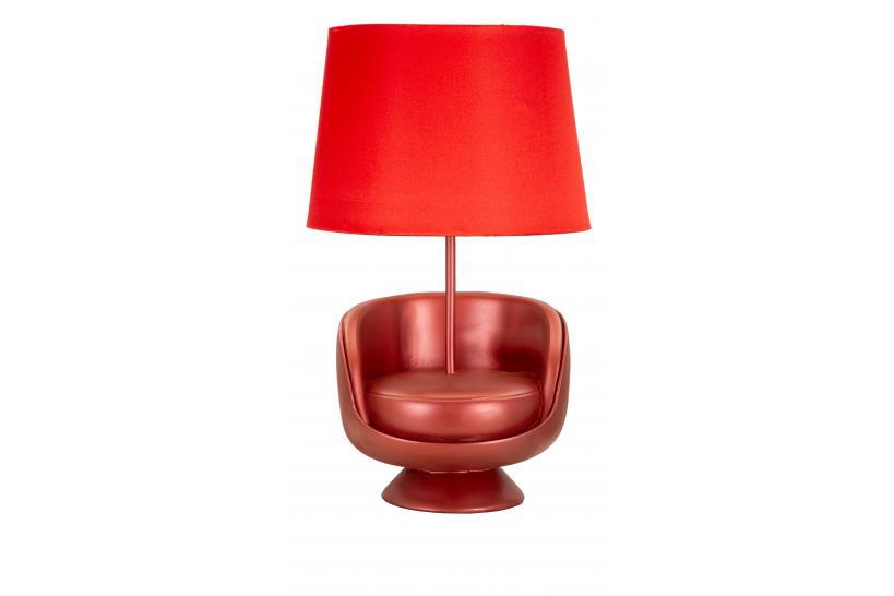 Lampada da tavolo in resina rossa a forma di poltrona ispirata agli anni '70