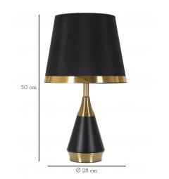 Lampada da tavolo in metallo nero e dorato dal design semplice ed essenziale