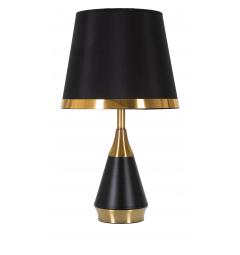 Lampada da tavolo in metallo nero e dorato dal design semplice ed essenziale