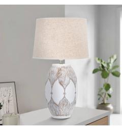 Lampada da tavolo in resina con eleganti decorazioni lineari che richiamano delle foglie