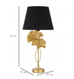 Lampada da tavolo in metallo e resina impreziosita da eleganti foglie