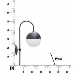 Applique in metallo nero con sfera in vetro bianco, linee essenziali