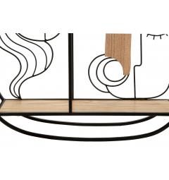 Mensola in metallo e legno decorata con volti che richiamano l'arte cubista