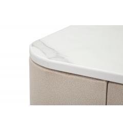 Console in tessuto bianco con piano in simil marmo