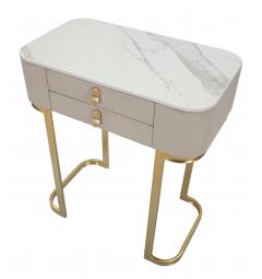 Console in tessuto bianco con piano in simil marmo