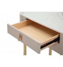 Console in tessuto bianco con piano in simil marmo