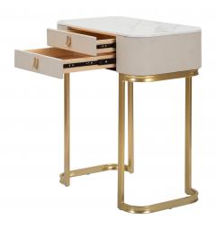 Console in tessuto bianco con piano in simil marmo