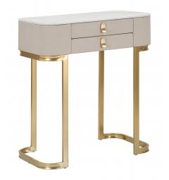 Console in tessuto bianco con piano in simil marmo