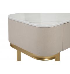 Console in tessuto bianco con piano in simil marmo completa di 3 cassetti