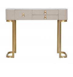 Console in tessuto bianco con piano in simil marmo completa di 3 cassetti