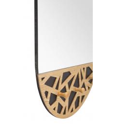 Specchio da parete con eleganti decorazioni geometriche in legno