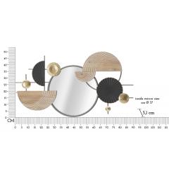 Specchio rotondo da parete inserito in un insieme di figure geometriche