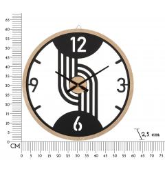 Orologio rotondo da parete in metallo e legno composto da linee arrotondate