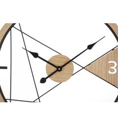 Orologio rotondo da parete in metallo e legno dalle linee semplici e geometriche