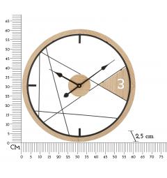 Orologio rotondo da parete in metallo e legno dalle linee semplici e geometriche