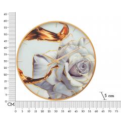 Orologio rotondo da parete con elegante cornice dorata con una rosa