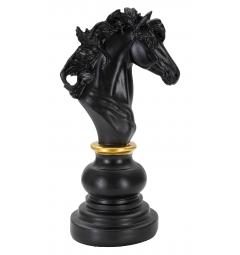 Cavallo degli scacchi nero con eleganti decorazioni dorate