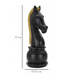 Cavallo degli scacchi nero con eleganti decorazioni dorate