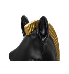 Cavallo degli scacchi nero con eleganti decorazioni dorate