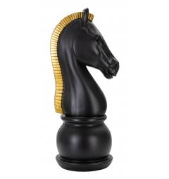 Cavallo degli scacchi nero con eleganti decorazioni dorate