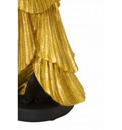 Statuetta a forma di donna con elegante vestito da sera dorato