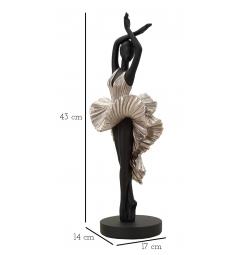 Statuetta a forma di ballerina con elegante vestito da sera argento