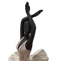 Statuetta a forma di ballerina con elegante vestito da sera argento