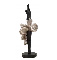 Statuetta a forma di ballerina con elegante vestito da sera argento