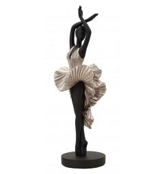 Statuetta a forma di ballerina con elegante vestito da sera argento