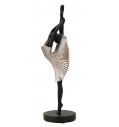 Statuetta a forma di ballerina con elegante vestito da sera argento