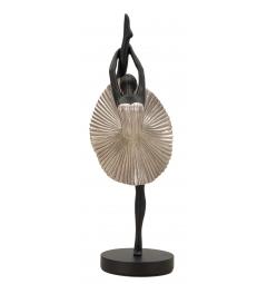 Statuetta a forma di ballerina con elegante vestito da sera argento