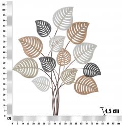 Pannello decorativo 3D in metallo dal design che richiama le foglie e la natura