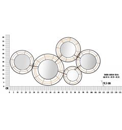 Pannello decorativo 3D da parete insieme di cerchi con specchietti e finiture in rattan