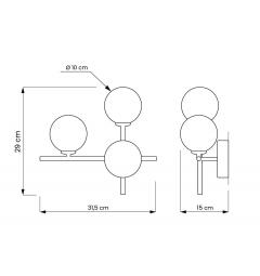 misure applique ottone due sfere MARSIADA NEO