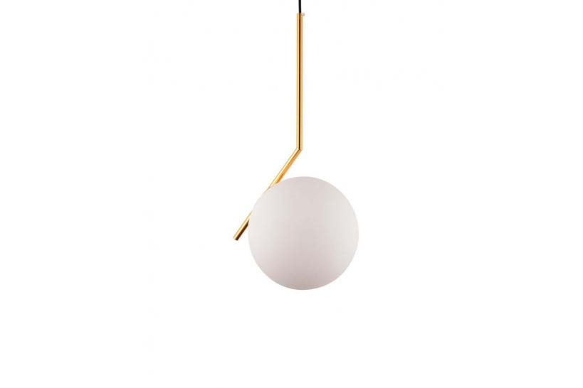 lampada a sospensione moderno di design con sfera in vetro colore bianco sorento d20