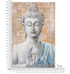 Dipinto su tela completo di telaio in legno raffigurante il volto di Buddha