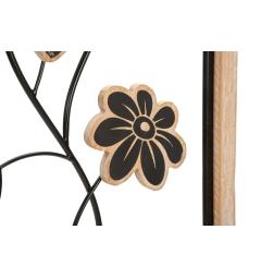 Pannello decorativo 3D da parete in metallo e legno con fiori