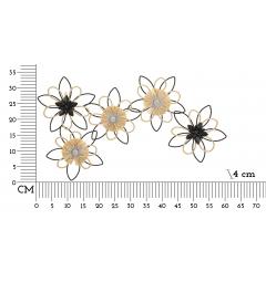 Pannello decorativo 3D da parete in metallo e rafia composto da fiori