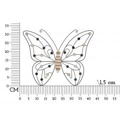 Pannello decorativo 3D da parete in metallo e legno a forma di farfalla