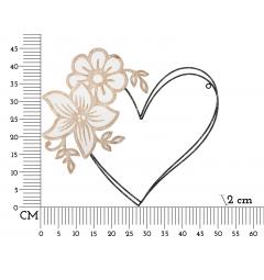 Pannello decorativo 3D da parete in metallo a forma di cuore e fiori