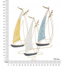 Pannello decorativo 3D da parete in metallo barche a vela e gabbiani