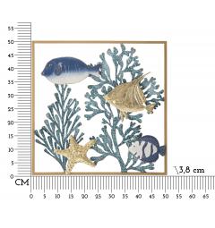 Pannello decorativo 3D da parete in metallo pesci e dei coralli