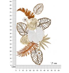 Pannello decorativo 3D da parete in metallo raffigurante un insieme di foglie