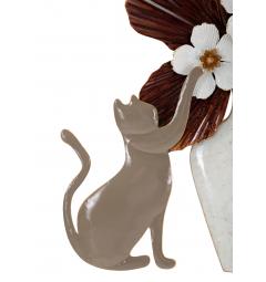 Pannello decorativo 3D da parete gatto che gioca con un vaso di fiori