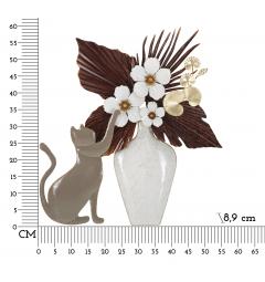 Pannello decorativo 3D da parete gatto che gioca con un vaso di fiori