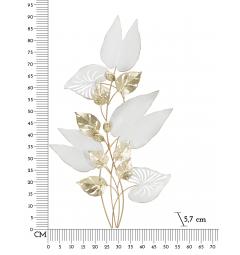 Pannello decorativo 3D da parete in metallo foglie bianche e dorate