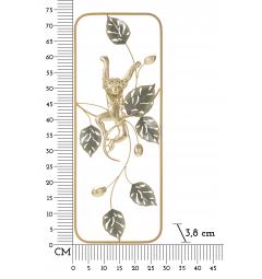 Pannello decorativo 3D da parete in metallo scimmia dorata su rami