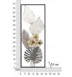 Pannello decorativo 3D da parete in metallo composto da foglie e fiori